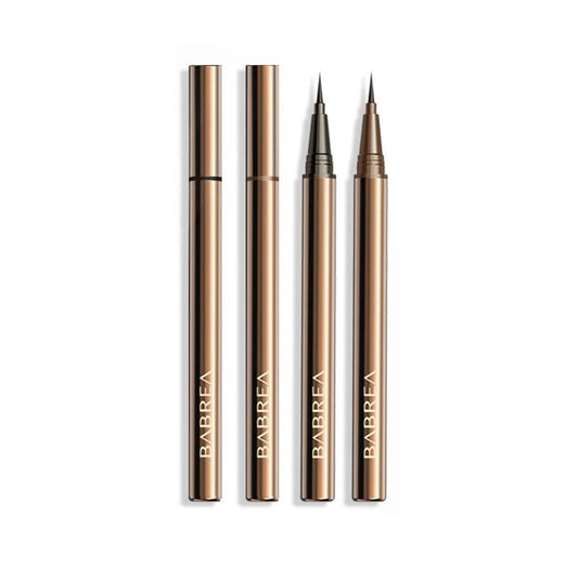 Waterproof liquid eyeliner pens with fine felt tip, bronze and dark brown shades