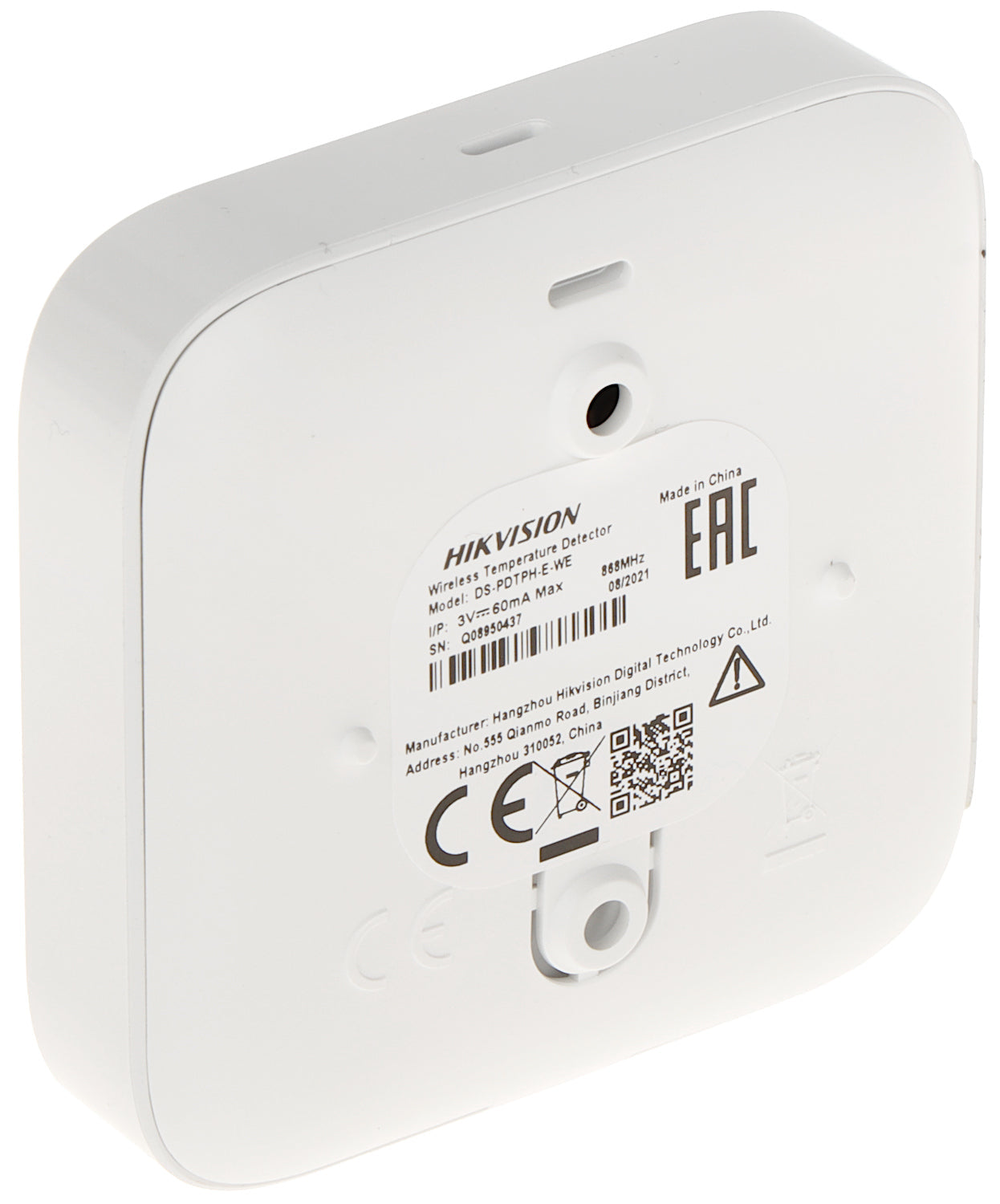 HIKVISION DS‑PDTPH‑E‑WB Wireless Temperature & Humidity Sensor – Wall-Mounted Digital Display with Remote App Configuration for AX Pro