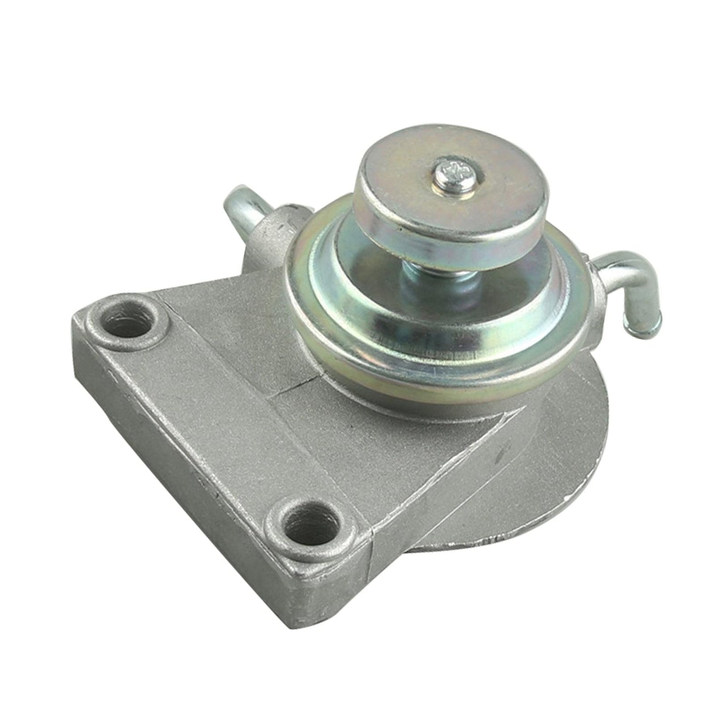 Diesel fuel primer pump assembly with circular top cap and flange mounting