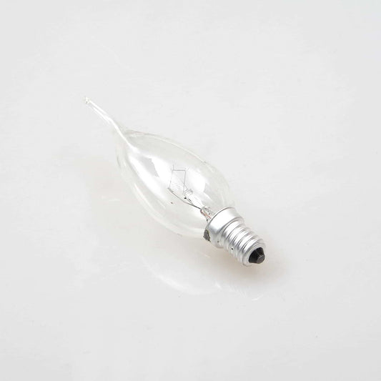 Clear flame-tip chandelier candle bulb with E14 screw base