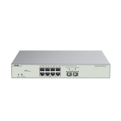 RG-NBS3300-8MG2XS-P 8-Port Multi-Gigabit Layer 2 Managed Switch – 8 PoE+ Ports, 2 × 10G SFP+ Uplinks, 240W PoE Budget, Enterprise-Class