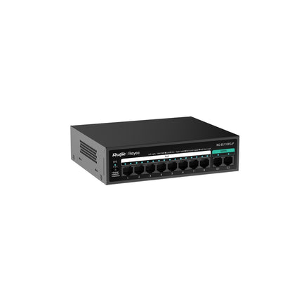 Ruijie Reyee RG-ES110FG-P 10-Port Unmanaged PoE Switch | 8-Port PoE+ | 2 Gigabit Uplink Ports | 110W PoE Budget | CCTV Network Switch
