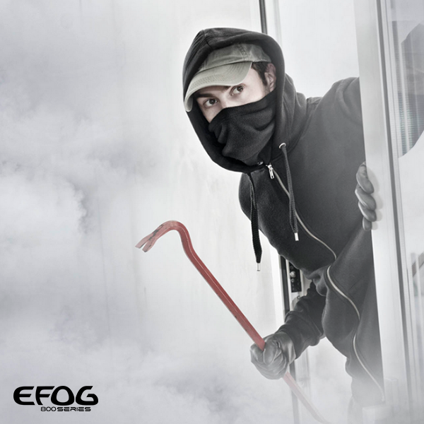 eFOG‑800A Instant Anti‑Intrusion Fog Generator – 100–150 m³ Coverage, 12 V Low Power, Remote & Panic Button Trigger, Sugar-Based Cold Smoke System