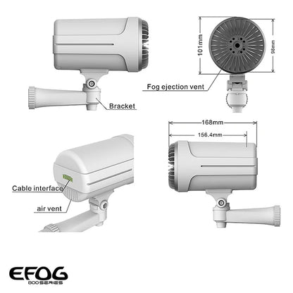 eFOG‑800T Instant Anti‑Intrusion Fog Generator – 100–150 m³ Coverage, 12 V Low Power, Tuya App & Remote Control, Sugar-Based Non‑Toxic Fog