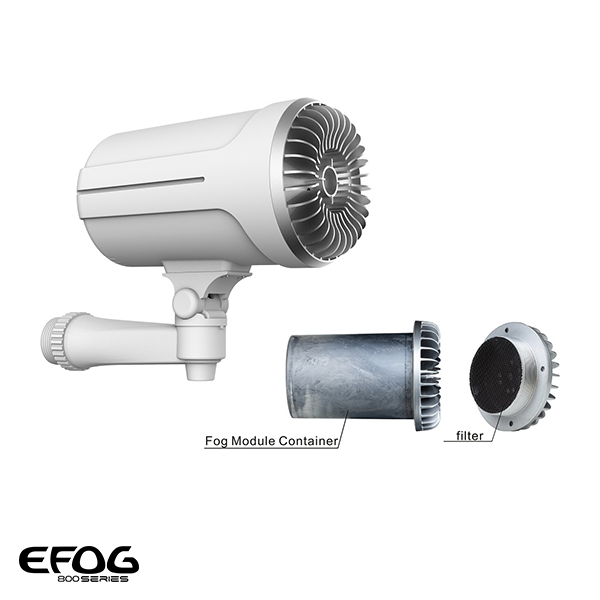 eFOG‑800A Instant Anti‑Intrusion Fog Generator – 100–150 m³ Coverage, 12 V Low Power, Remote & Panic Button Trigger, Sugar-Based Cold Smoke System