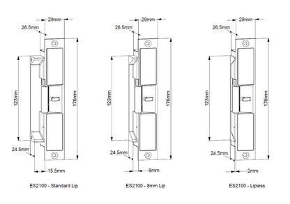 Lockwood ES2100 Electric Strike, 1000kg, Monitored, PTL/PTO, MRS, 10-30V DC (SCEC)