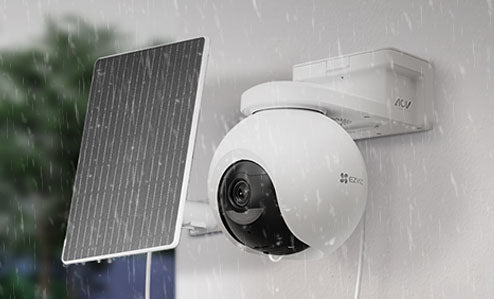 EZVIZ HB8 Pro + 5W Solar Panel Kit – 4K Battery-Powered Pan &amp; Tilt Wi-Fi Security Camera