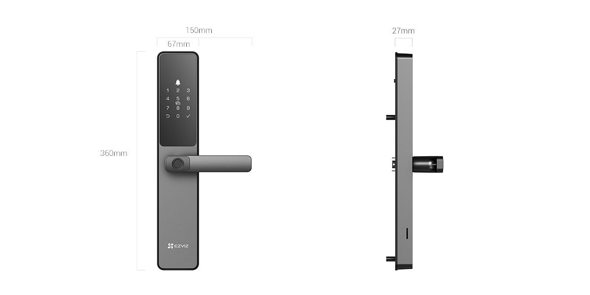 EZVIZ DL05 Smart Fingerprint Lock – Keyless Entry Wi‑Fi & Bluetooth Smart Door Lock with App Control, IP65 Weatherproof, Temporary Codes & Anti‑Peeping Security