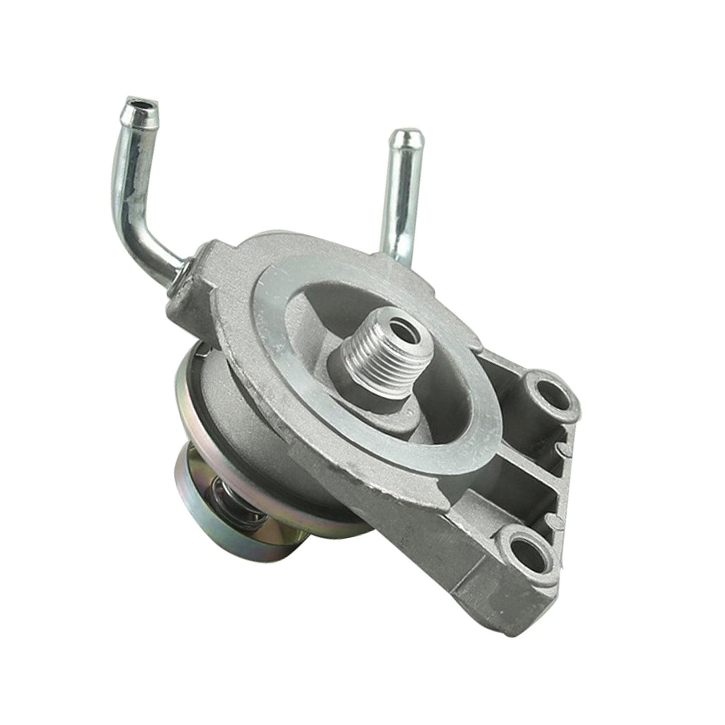 Diesel fuel primer pump assembly with metal housing and inlet/outlet tubes