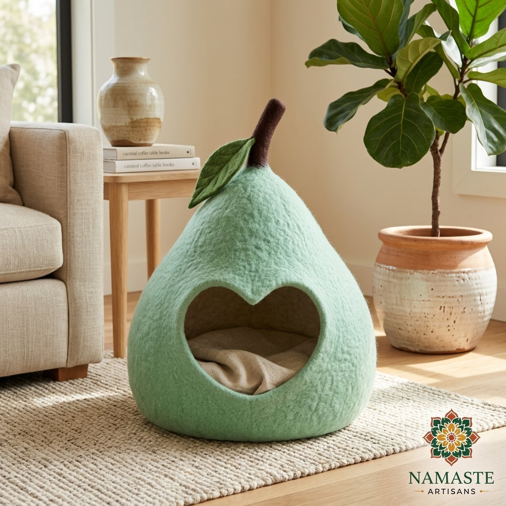 Pear Shaped Wool Cat Cave Bed