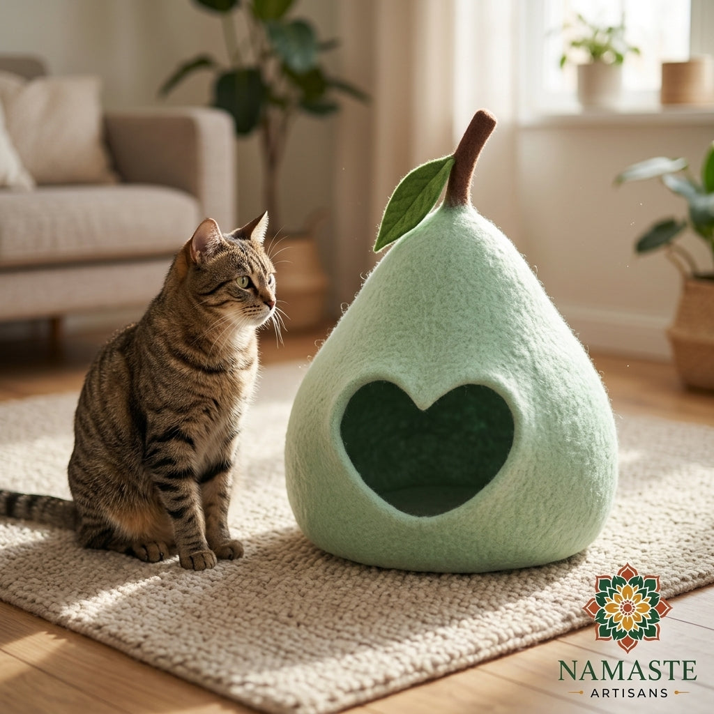 Pear Shaped Wool Cat Cave Bed
