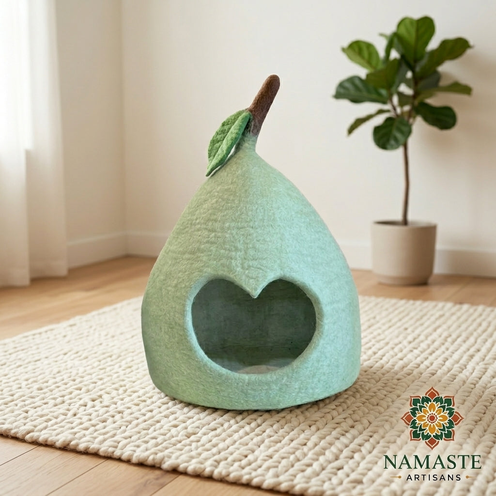 Pear Shaped Wool Cat Cave Bed