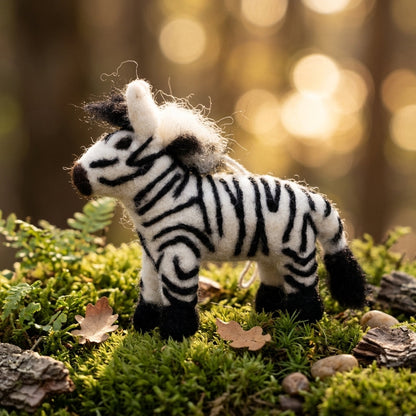Handmade Wool Felt Zebra Ornament