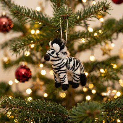 Handmade Wool Felt Zebra Ornament
