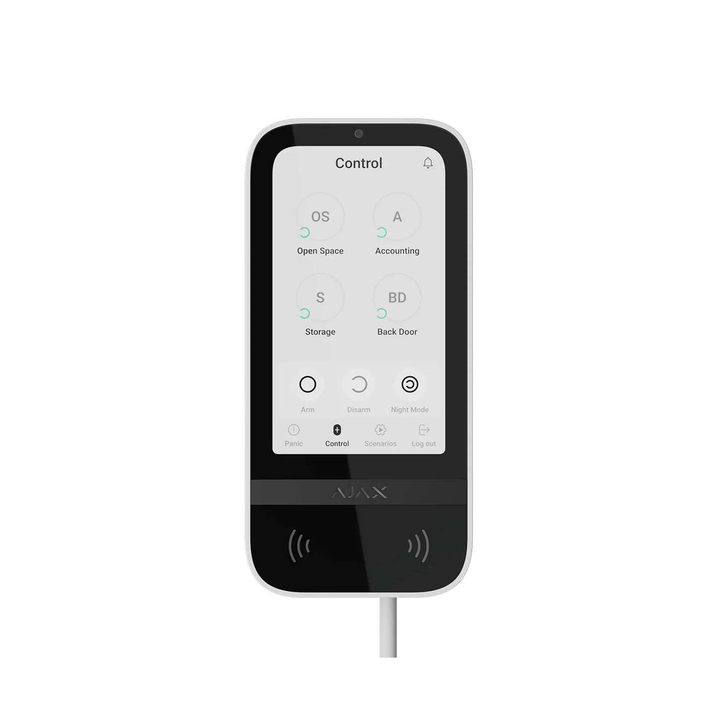 AJAX#81718 Ajax Superior KeyPad TouchScreen Fibra Wired Touchscreen Keypad with Contactless Access – White / Black