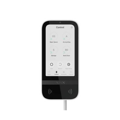 AJAX#81718 Ajax Superior KeyPad TouchScreen Fibra Wired Touchscreen Keypad with Contactless Access – White / Black