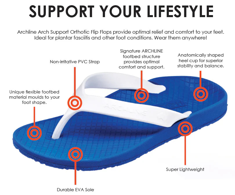 Archline Balance Orthotic Thongs - White/Black