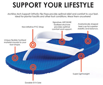 Archline Balance Orthotic Thongs - White/Black