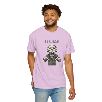 Pixel Zombie 'BRAINS!!' T-Shirt  By Aprasi