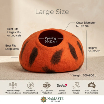 Flame Wool Cat Cave Bed