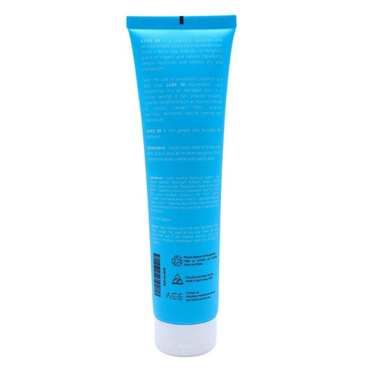 Blue urea foot moisturiser tube, back label view
