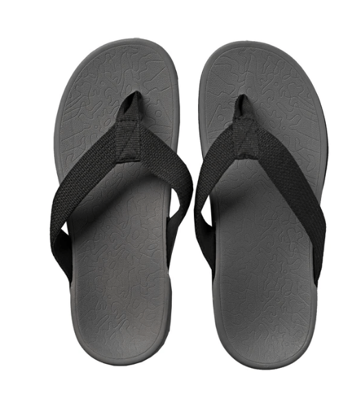Axign Orthotic Flip Flops with Arch Support Unisex – Grey w/ Black Strap