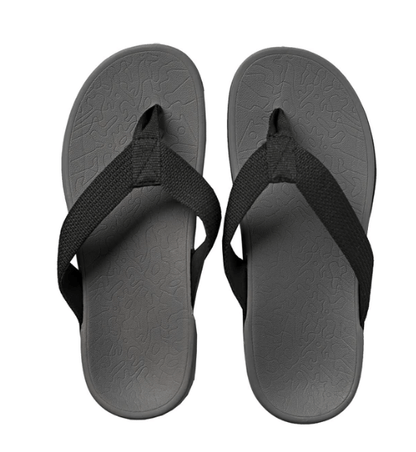 Axign Orthotic Flip Flops with Arch Support Unisex – Grey w/ Black Strap