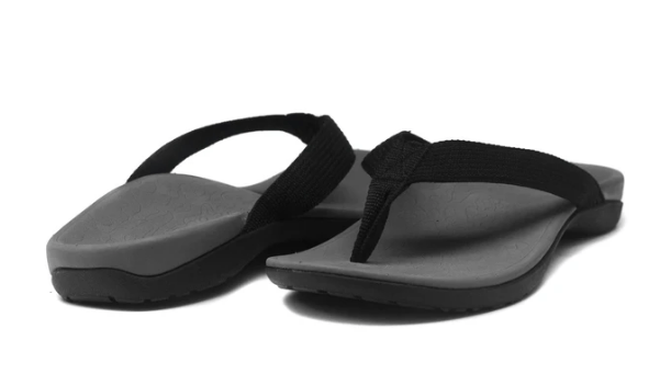 Axign Orthotic Flip Flops with Arch Support Unisex – Grey w/ Black Strap