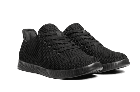Black lightweight men's orthotic casual shoe with lace-up design