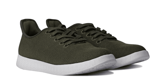 Axign River lightweight orthotic sneaker in khaki, knit lace-up, white sole.