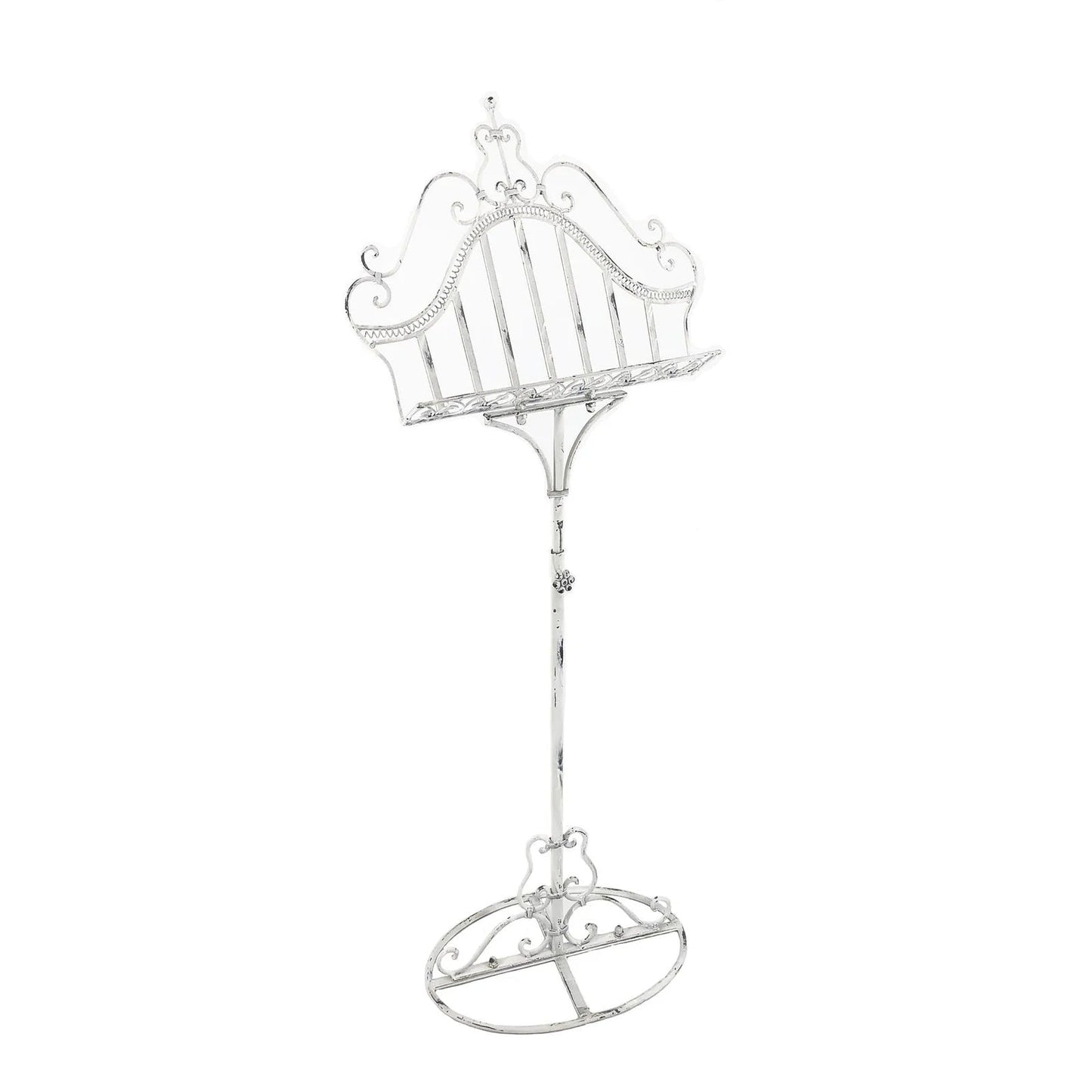 Ornate Metal Music, Book or Menu Stand - Shabby Chic White