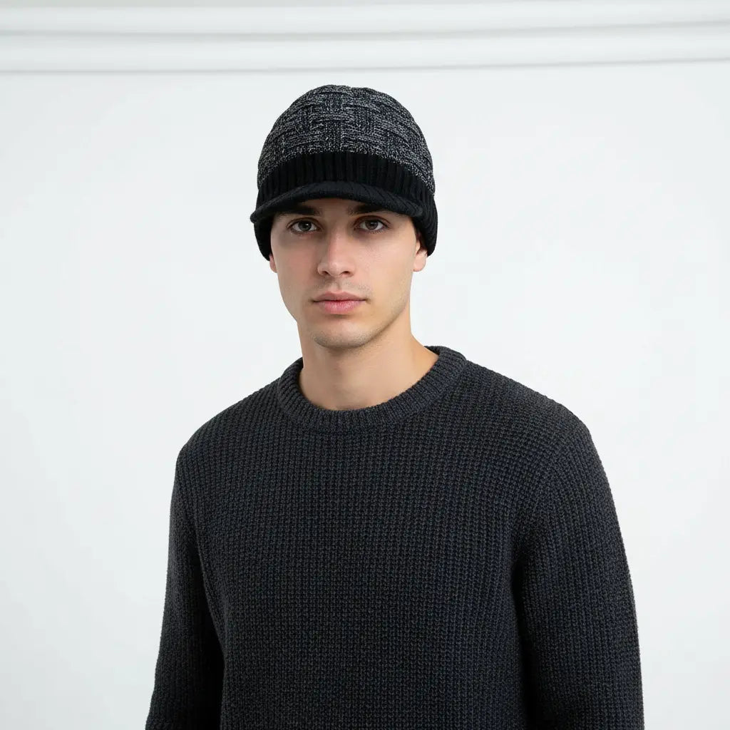 Mens Fashion Knitted Beanies Hats Winter Ladies Unisex Baggy Beret Cap Hat Black