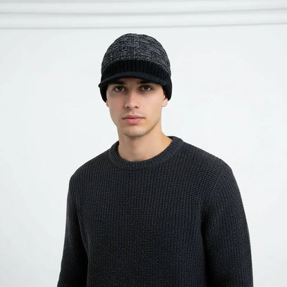 Mens Fashion Knitted Beanies Hats Winter Ladies Unisex Baggy Beret Cap Hat Black