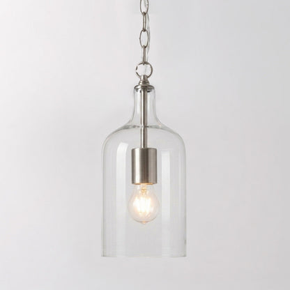 Kendal Glass Pendant Light - Nickel - 1m Chain