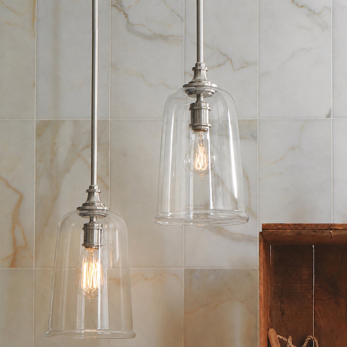 Reece Flared Glass Pendant Light - Nickel
