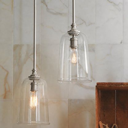 Reece Flared Glass Pendant Light - Nickel