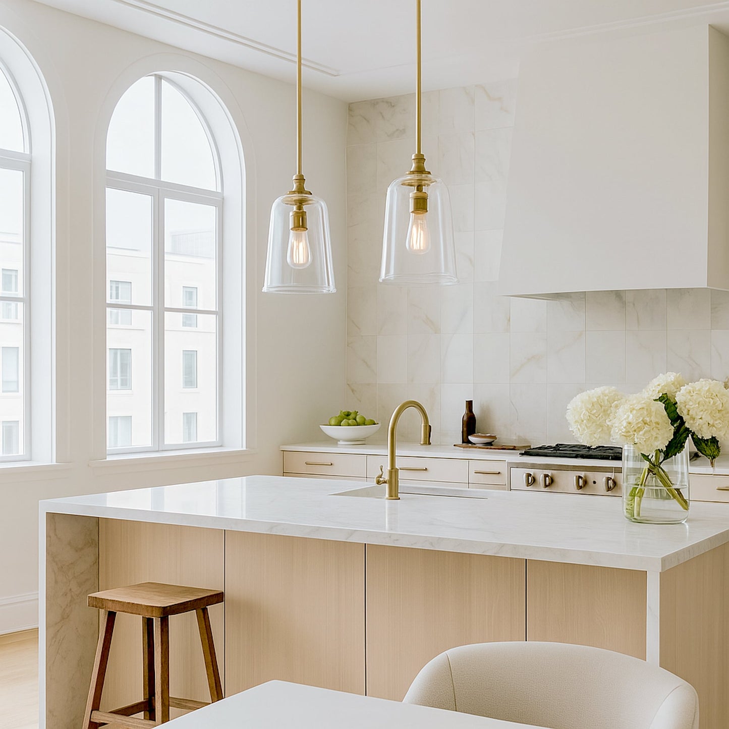 Reece Flared Glass Pendant Light - Gold