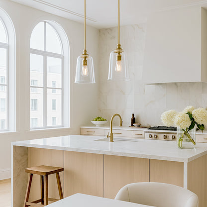 Reece Flared Glass Pendant Light - Gold