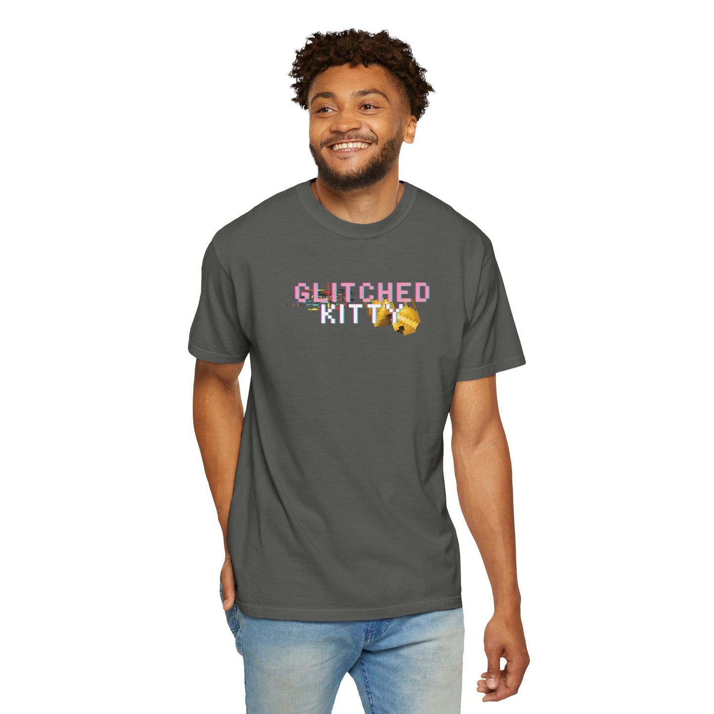 Glitched Kitty Tee Retro Pixel Cat Graphic Tee  Glitchcore