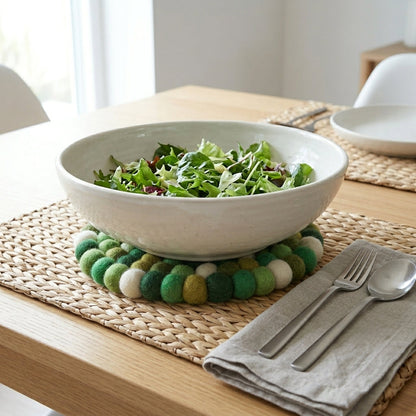 Forest Green Wool Felt Trivet Heat Mat – Handmade Pot Mat