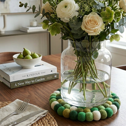 Forest Green Wool Felt Trivet Heat Mat – Handmade Pot Mat