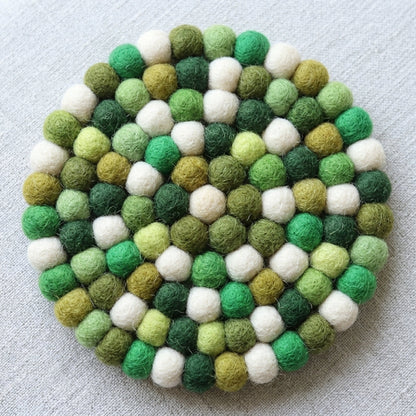 Forest Green Mix Wool Felt Coasters – Set of 4