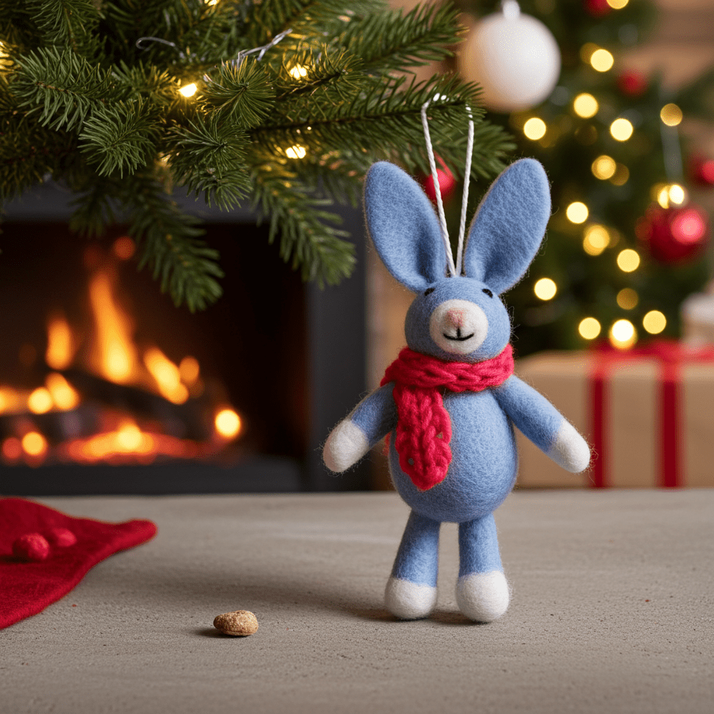 Handmade Wool Felt Bunny Ornament