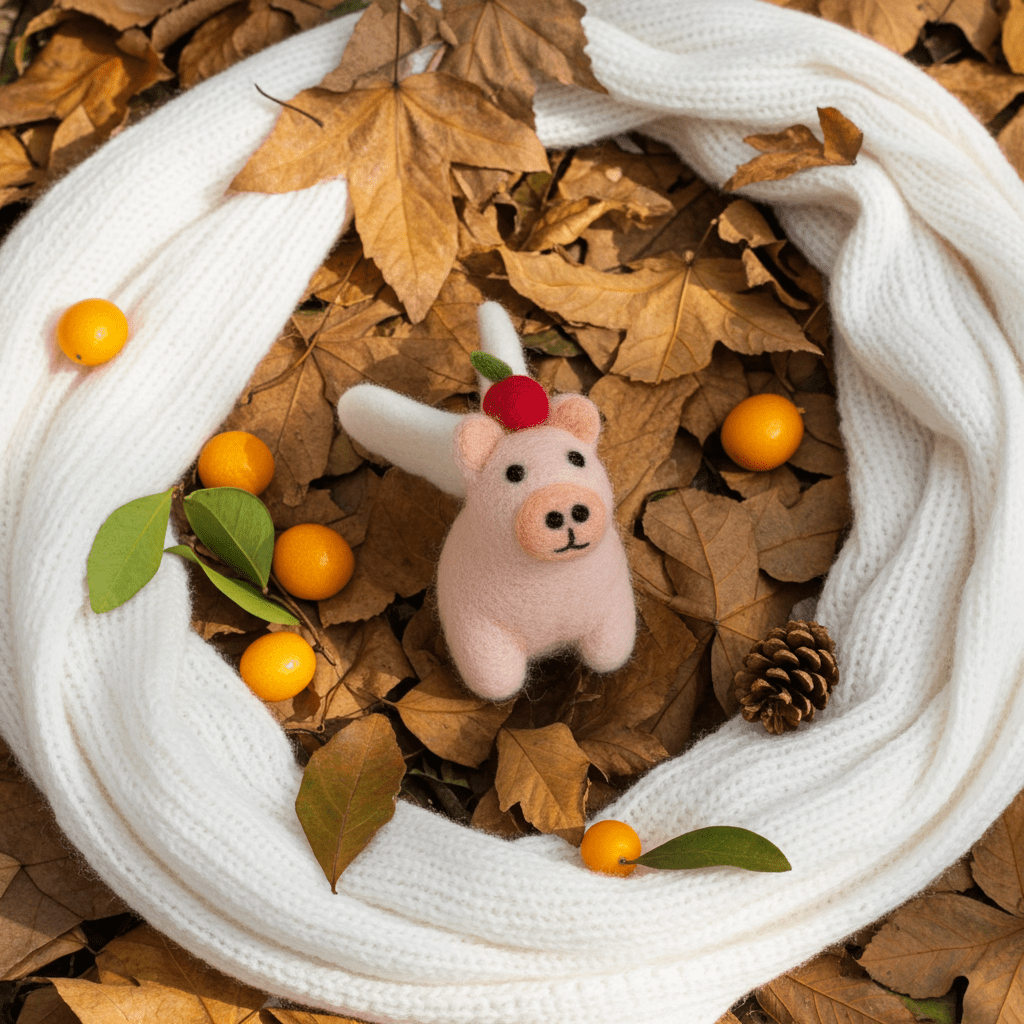 Handmade Wool Felt Capybara Angel Ornament