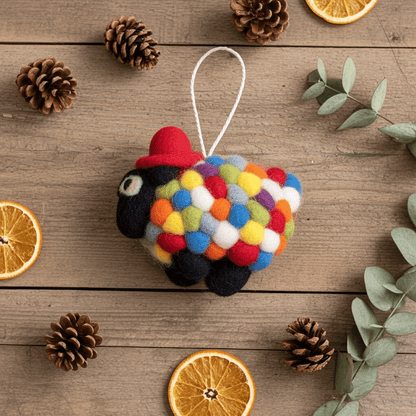 Handmade Wool Felt Colourful Sheep Ornament