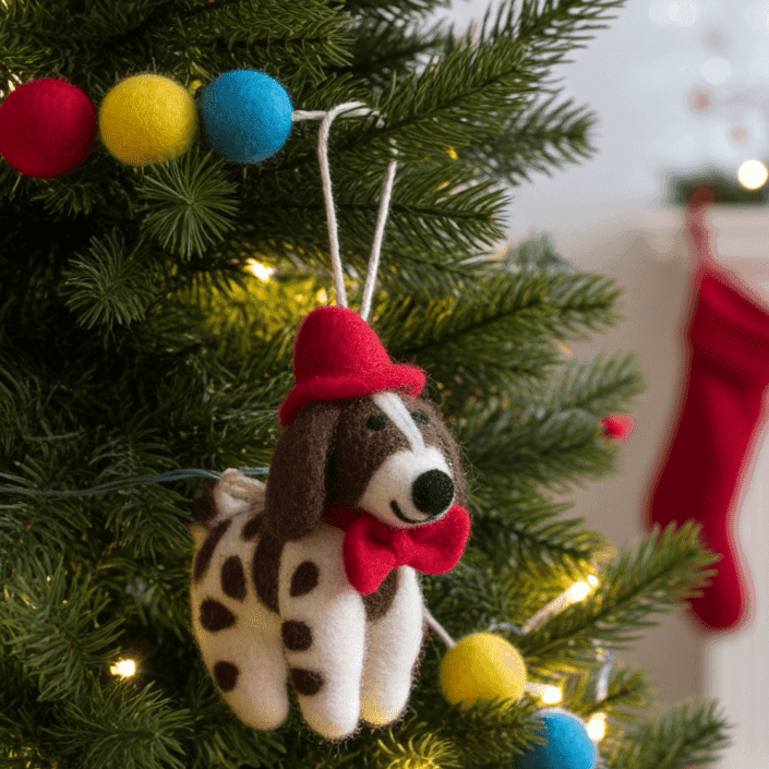 Handmade Wool Felt Springer Spaniel Dog Ornament