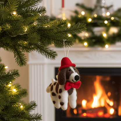 Handmade Wool Felt Springer Spaniel Dog Ornament