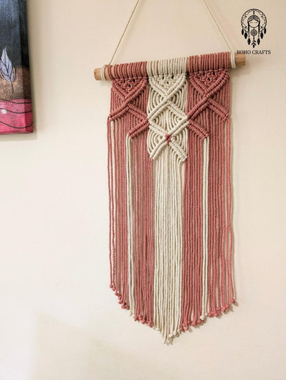 Terracotta and Cream Macrame Wall Hanging