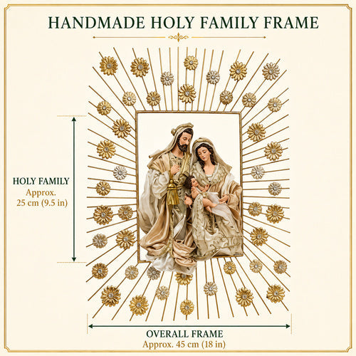 Christmas religious ornament decorations handmade nativity Holy Family metal frame Holy Family Décor (45cm frame approx. )