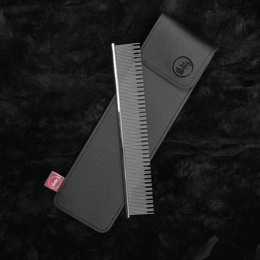 22cm PowerLift comb partially in gray sleeve, showing straight metal teeth